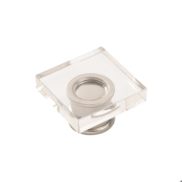 Hickory Hardware Crystal Palace Collection Knob 1-3/8 Inch Square Crysacrylic with Polished Nickel Finish H079525-CA14 - main